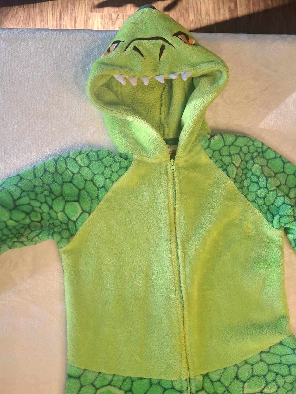 Bright Green Dino Hoodie Pajamas for Kids - Unbranded